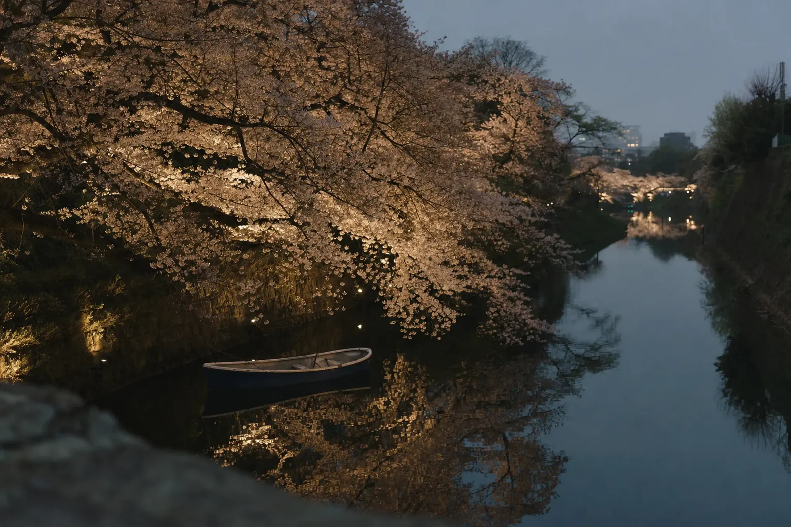 The night illumination typically runs during the Chiyoda Cit