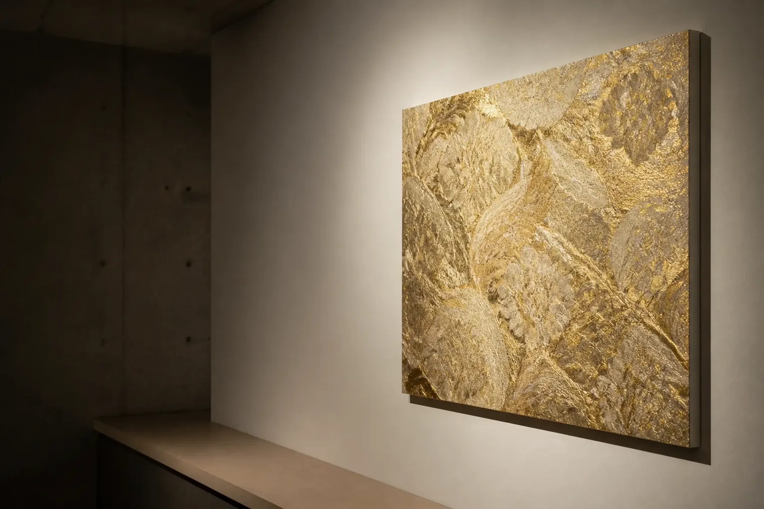 Nishijin textiles displayed inside the HOSOO Gallery in Kyoto