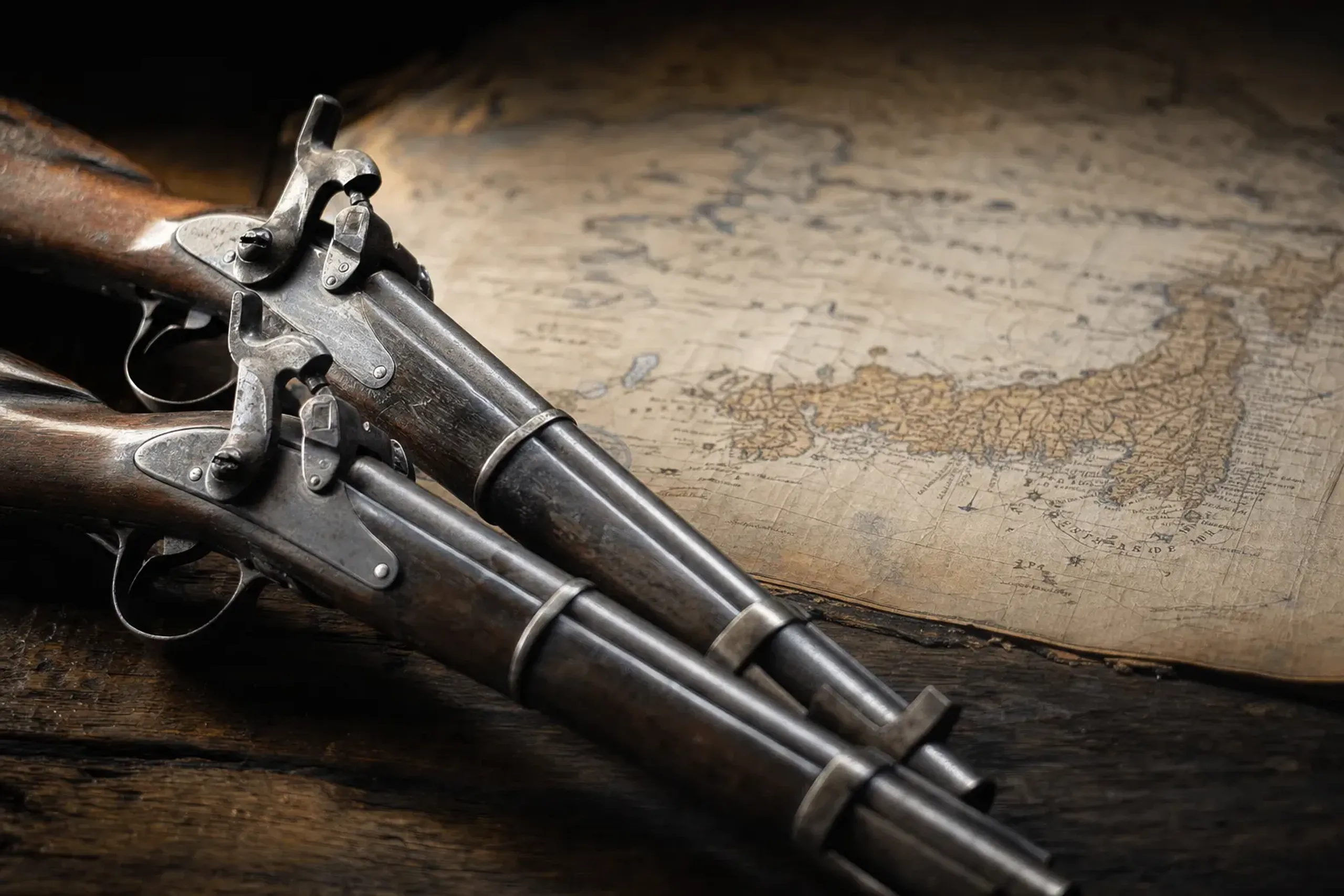 Antique 19th-century rifles representing Thomas Glover's 1866 arms sale to Chōshū domain