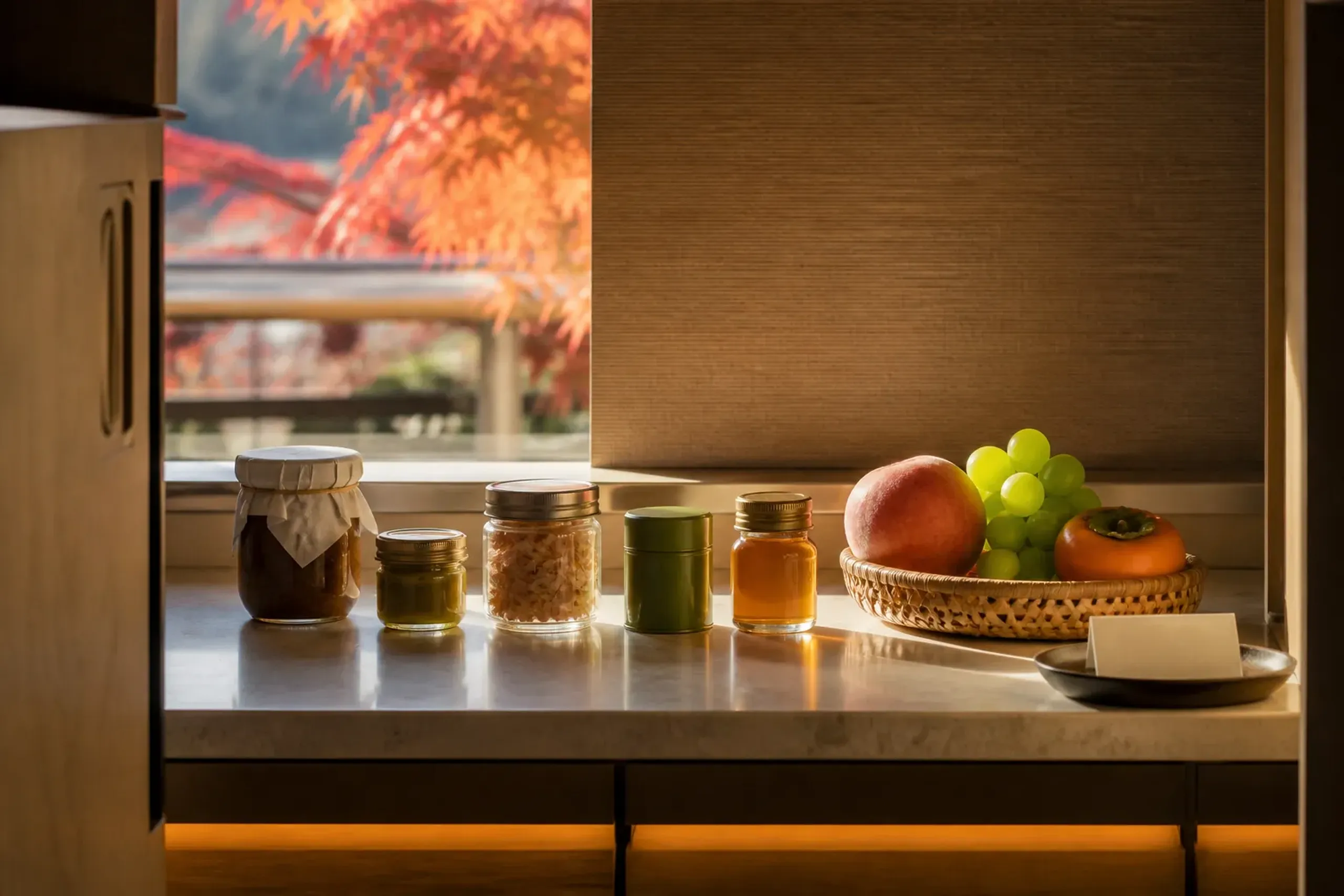 High-quality allergy-safe food and fresh fruit arranged in a luxury hotel pantry