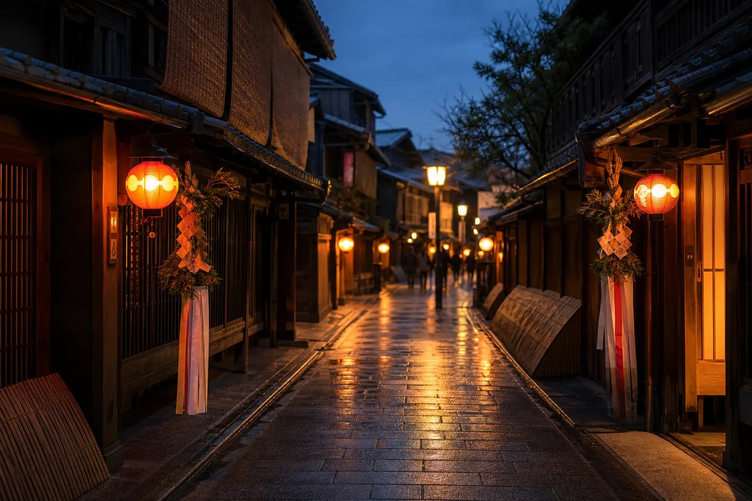 Lantern-lit Kyoto street scene during Gion Matsuri in July