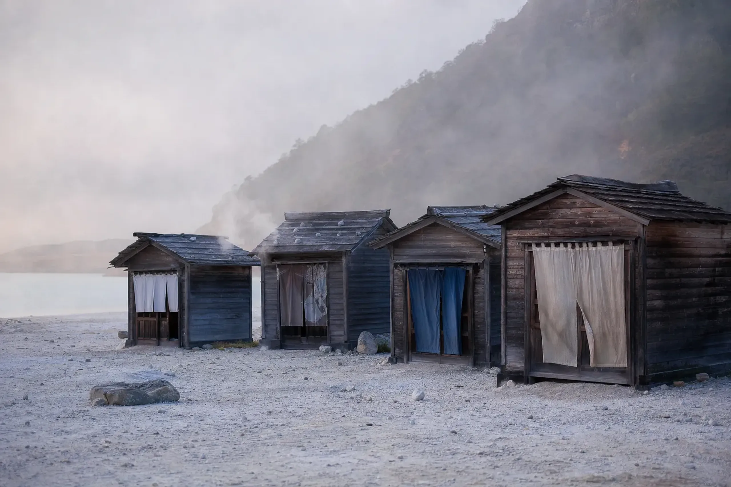 Four hot spring bathing facilities stand on the temple groun
