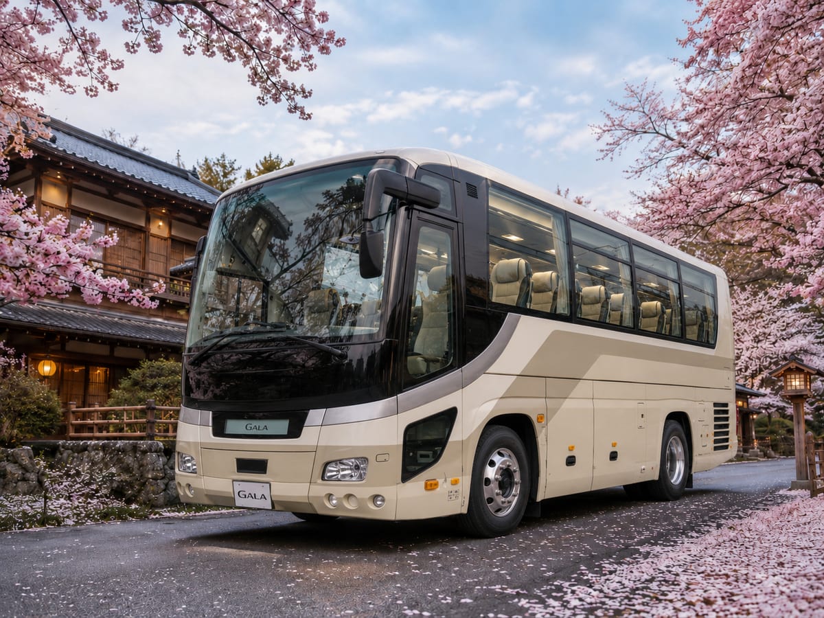 Mid-size touring bus — comfort across Japan's landscapes