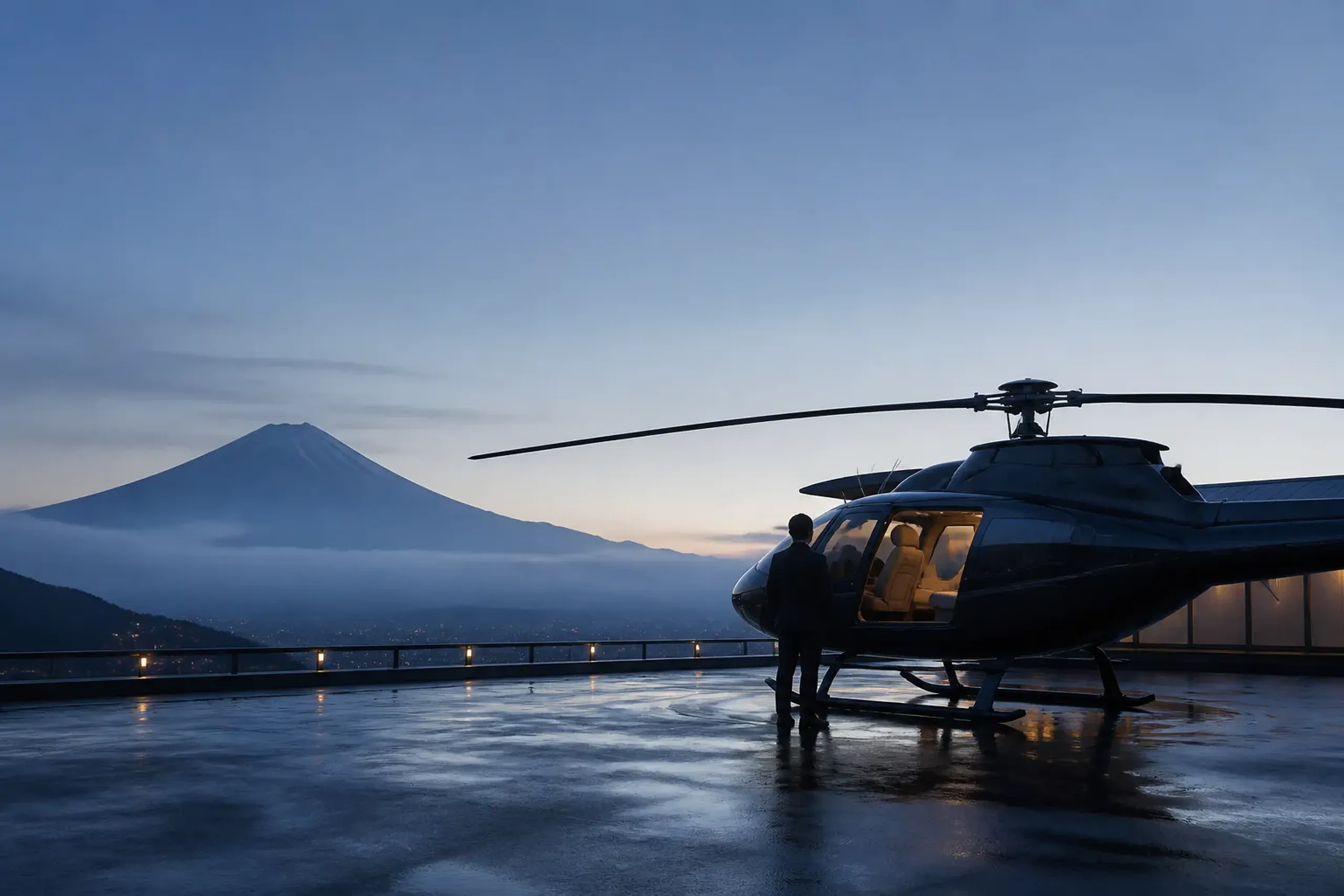 Private helicopter charter paired with a luxury hotel stay in Japan