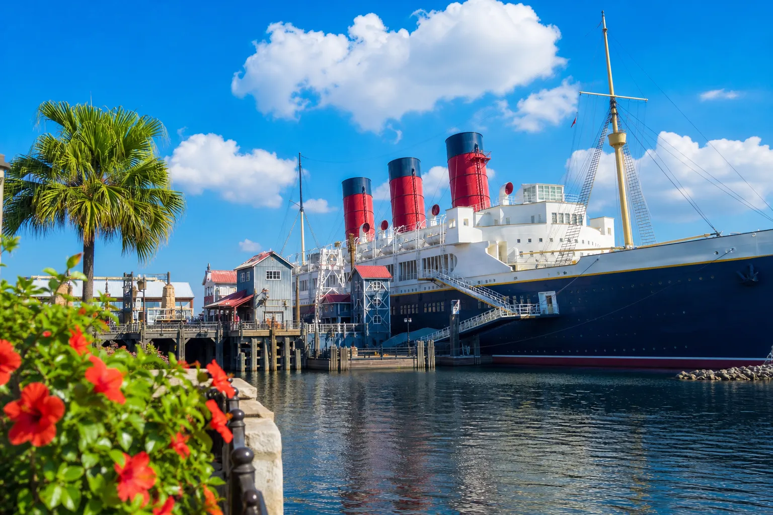 The S.S. Columbia ship at Tokyo DisneySea viewed from the dock