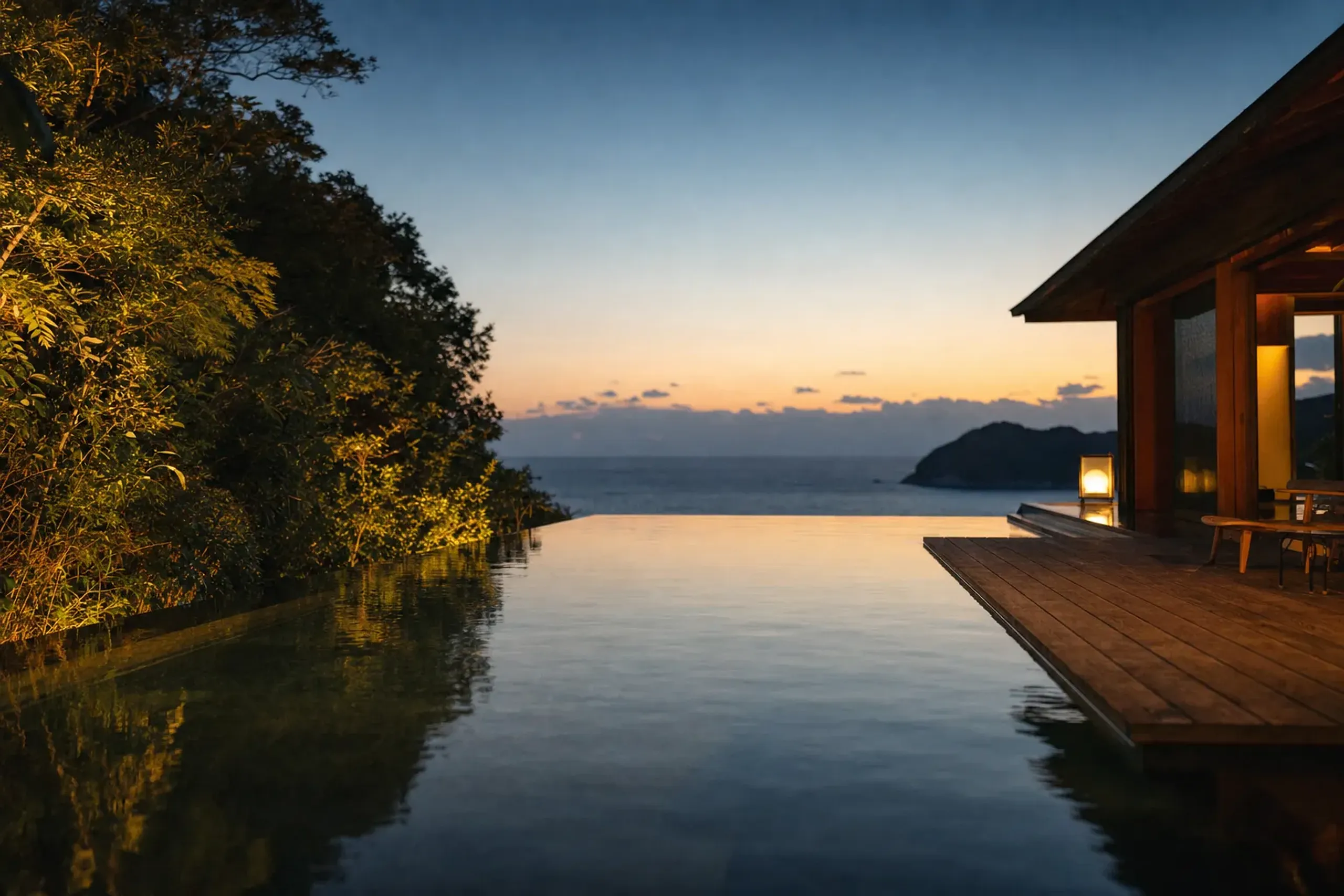 Hillside luxury villa retreat overlooking the ocean on the southeast coast of Yakushima