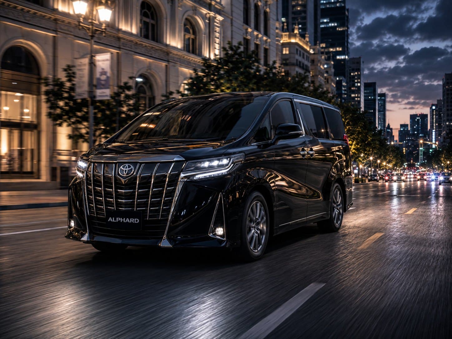 Toyota Alphard waiting for an airport transfer