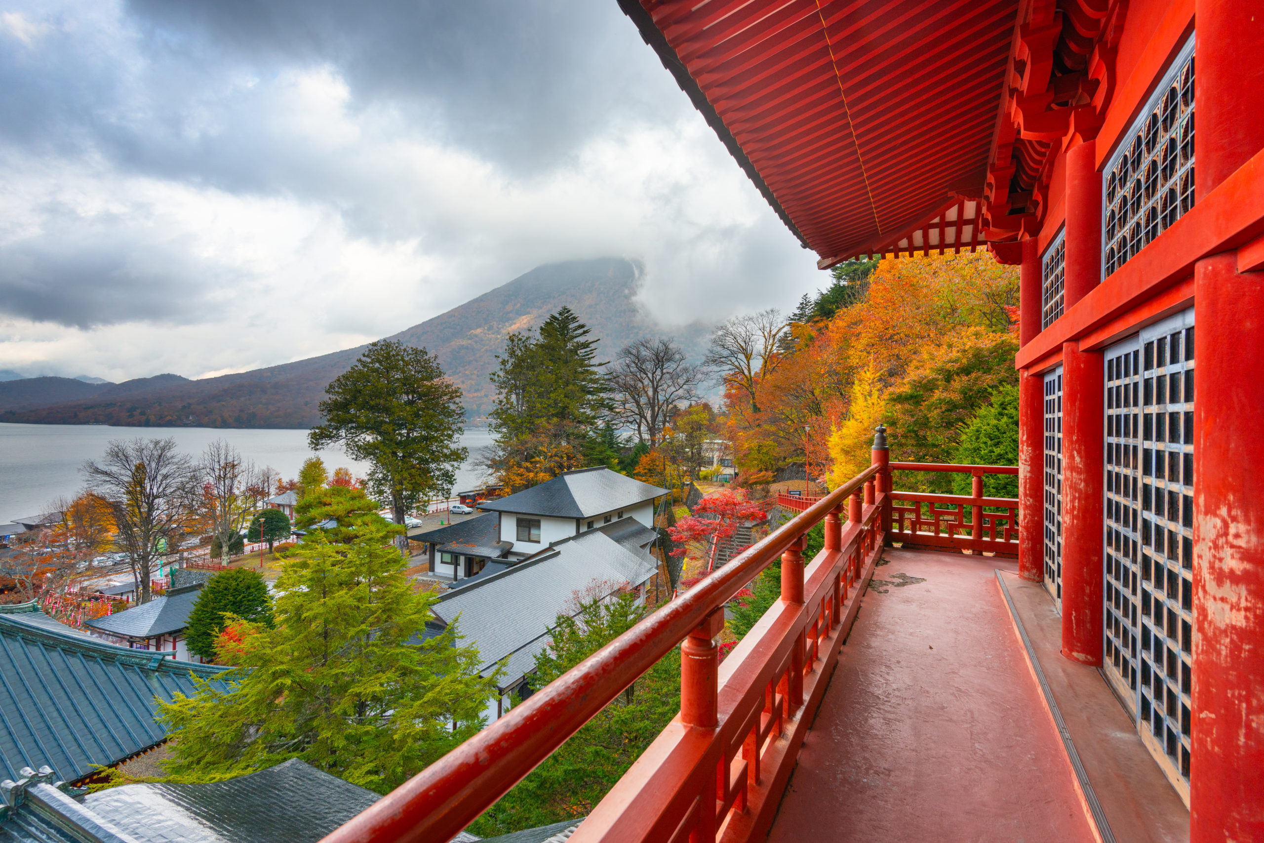 Nikko, Japan viewed in the autumn from Chuzen-ji Temple complex.