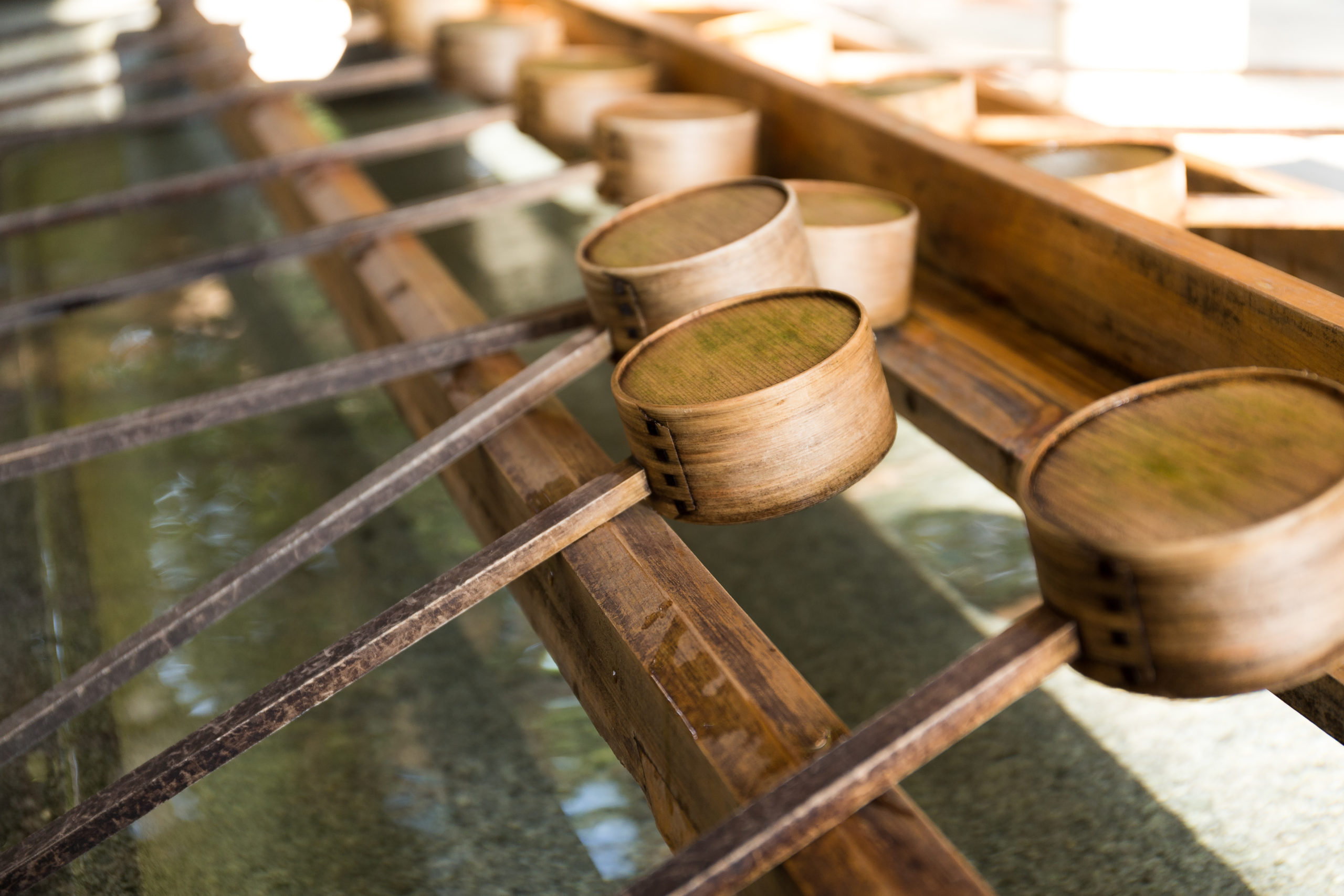 Japanese bamboo ladle in Japanese Temple