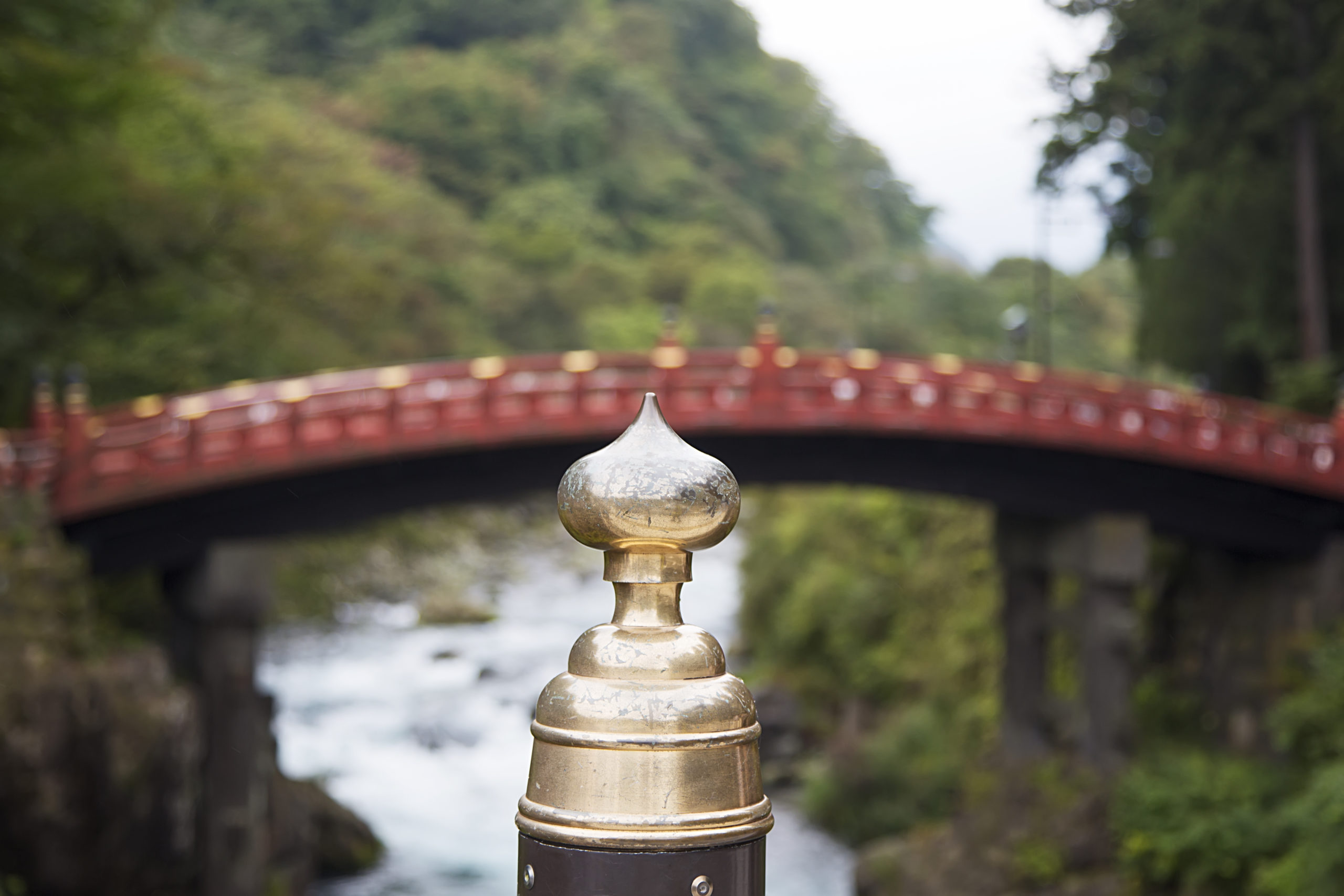 View at Shinkyo wooden bridge at Futarasan shrine in Nikko, Japan
