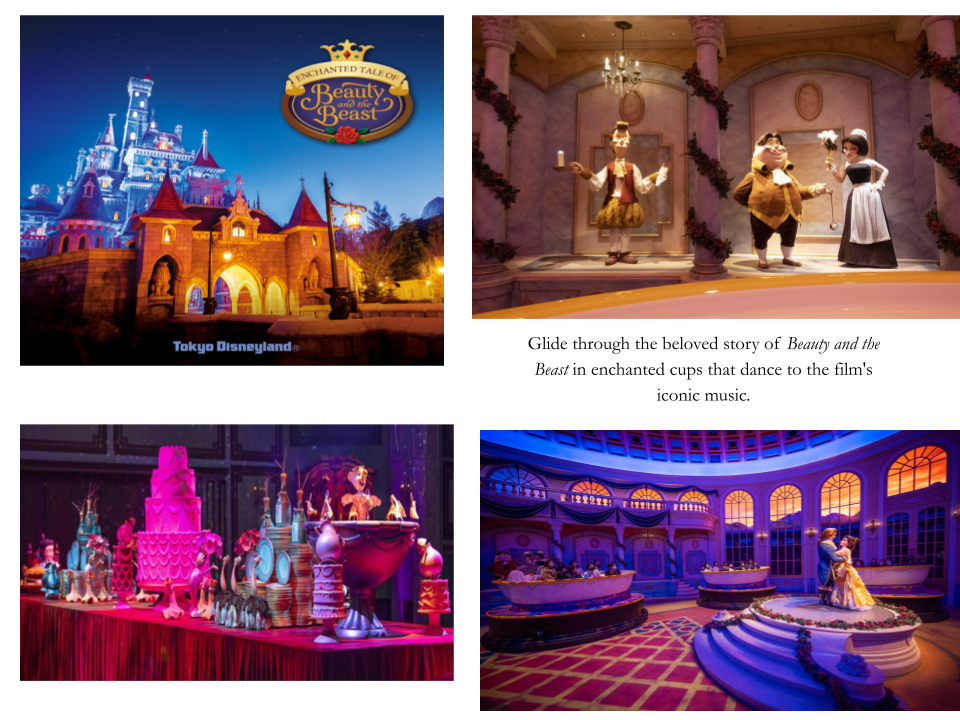 Glide through the beloved story of Beauty and the Beast in enchanted cups that dance to the film's iconic music.