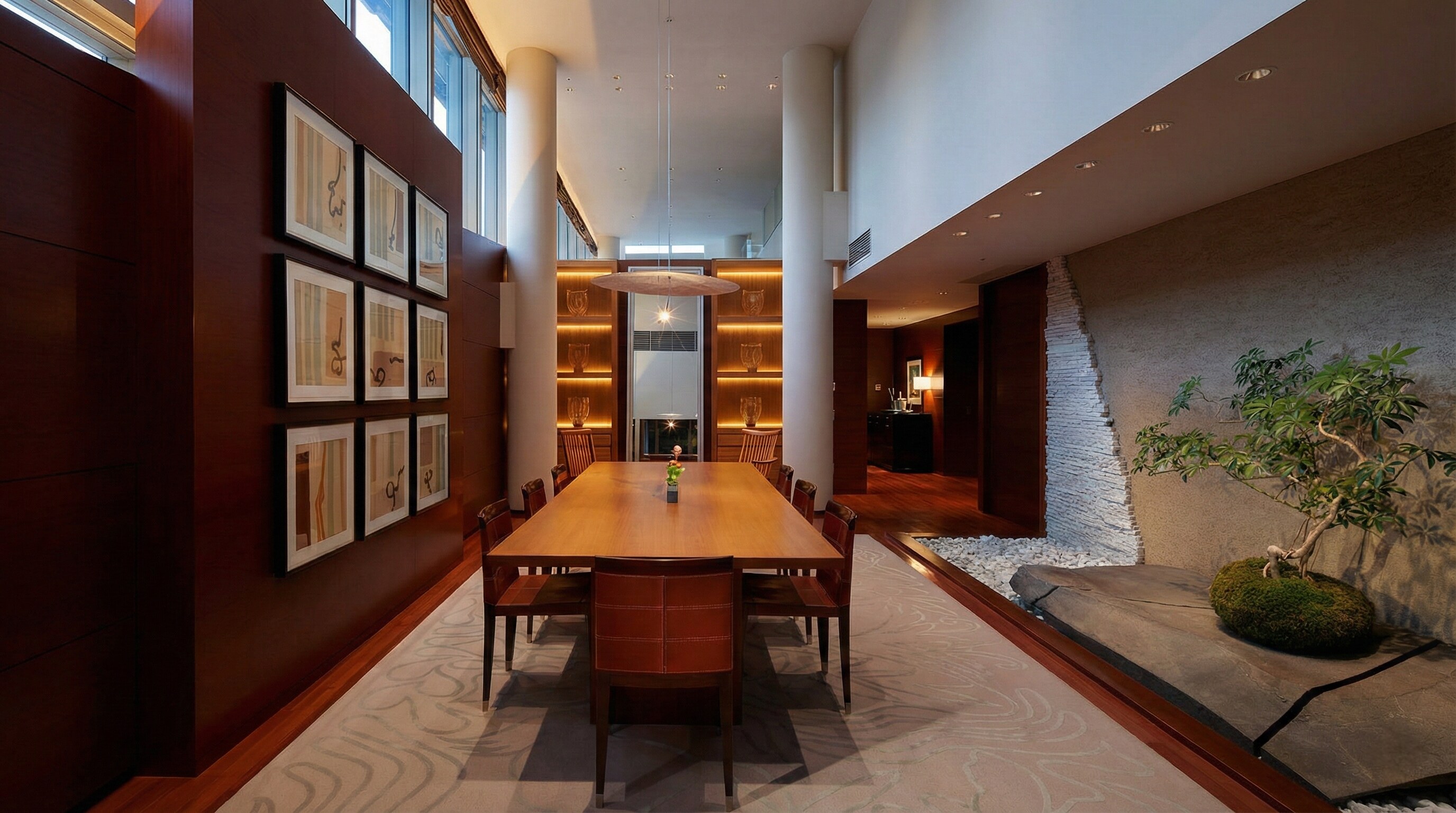 elegant dining area in the Grand Hyatt Tokyo Presidential Suite seating eight people.