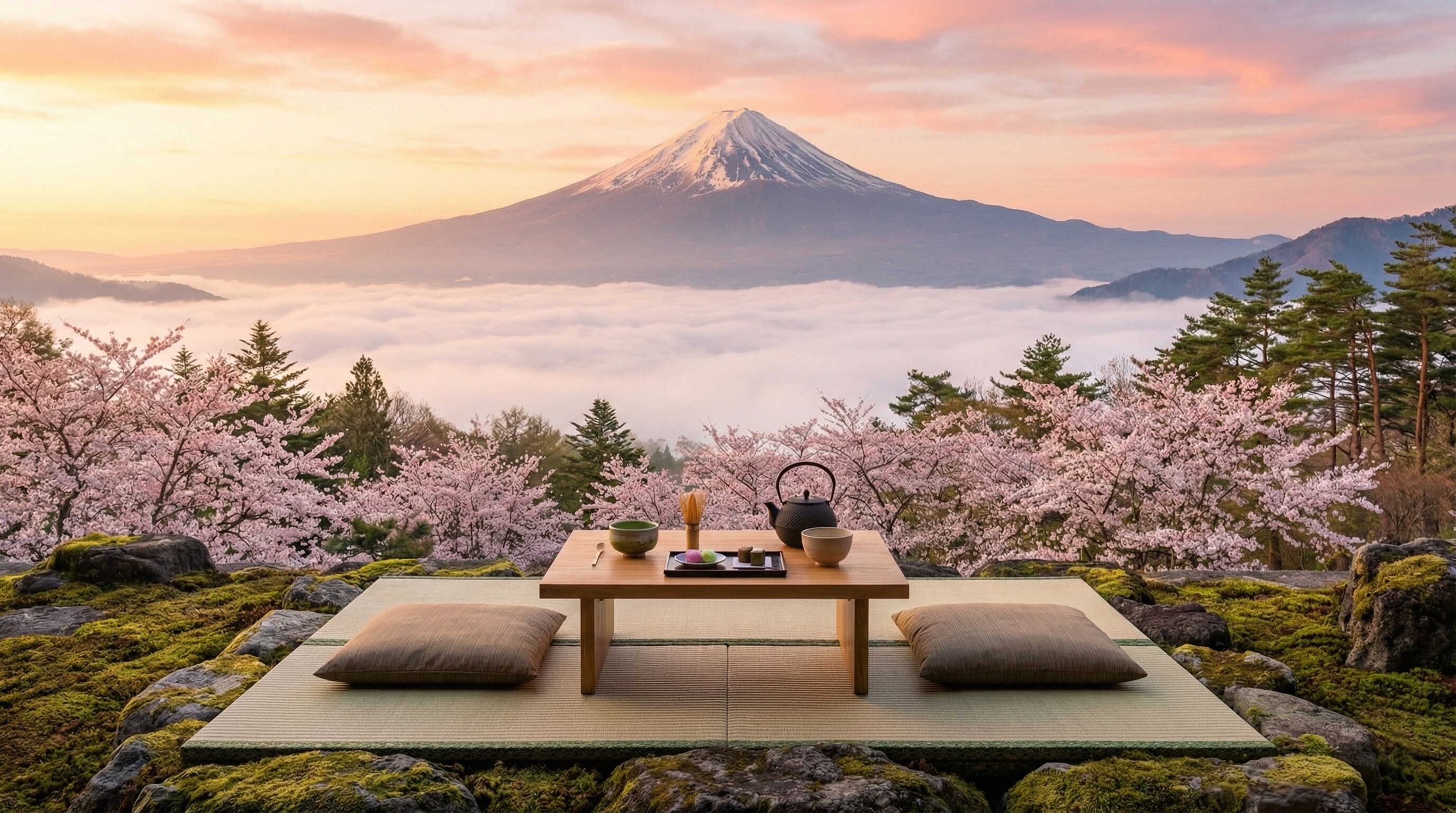 Luxury ryokan with private onsen facing Mt. Fuji