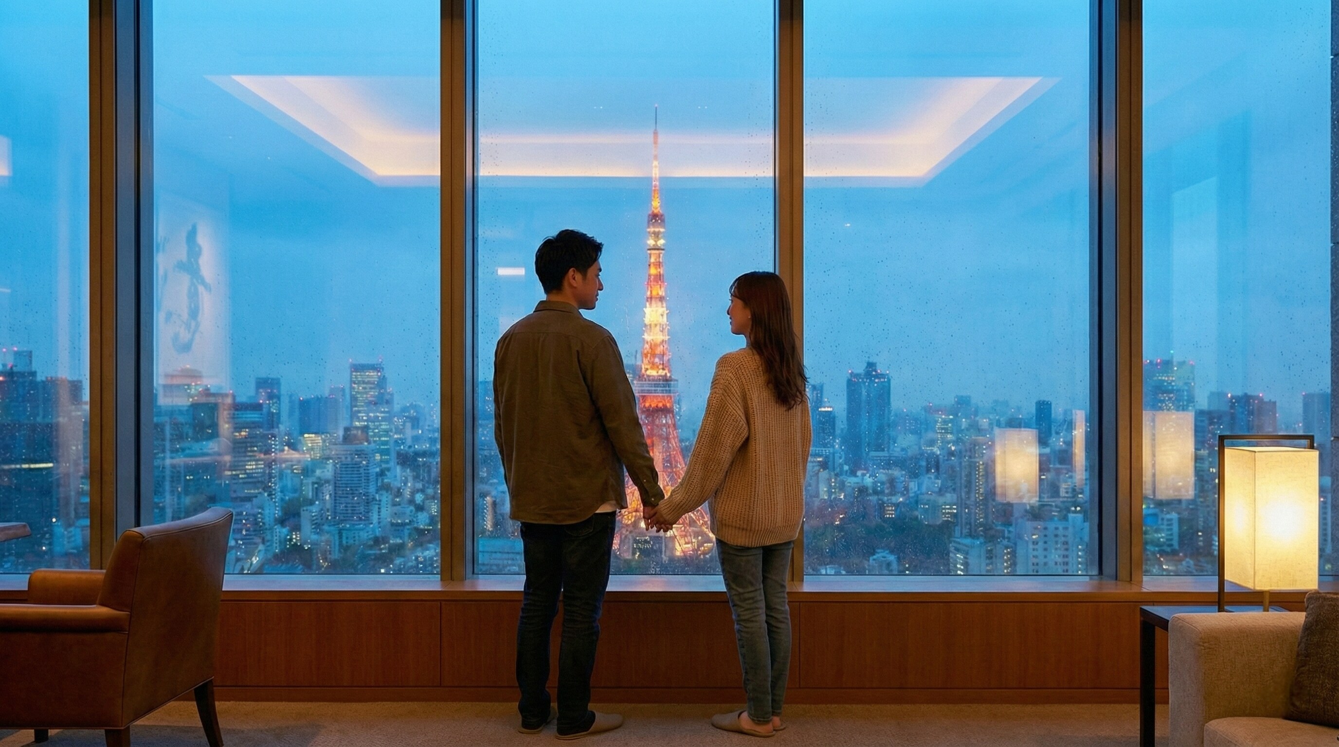 View of Tokyo Tower and city skyline from Roppongi Hills near Grand Hyatt Tokyo.