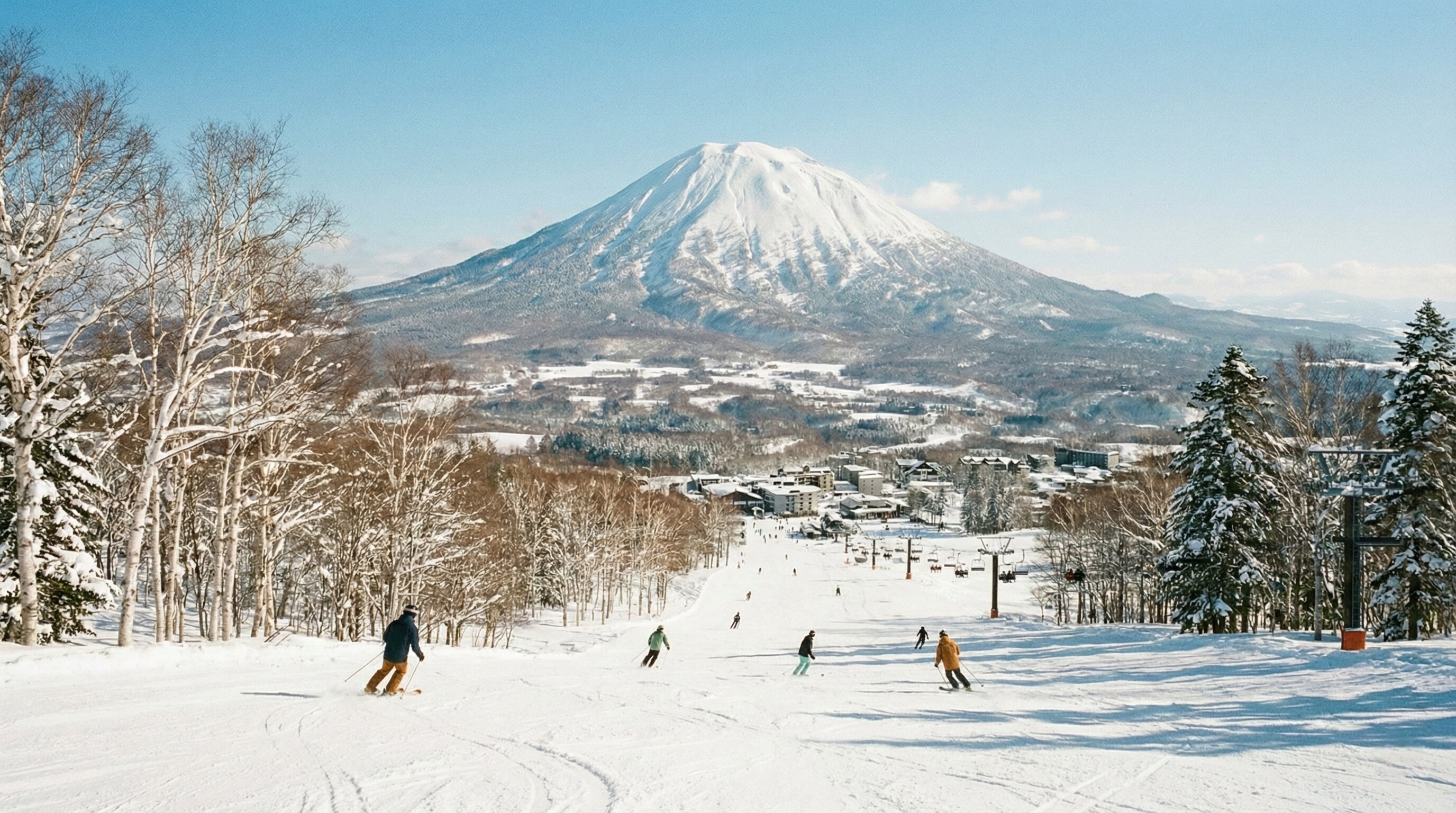 Luxury ski slopes in Niseko, Hokkaido Japan during January