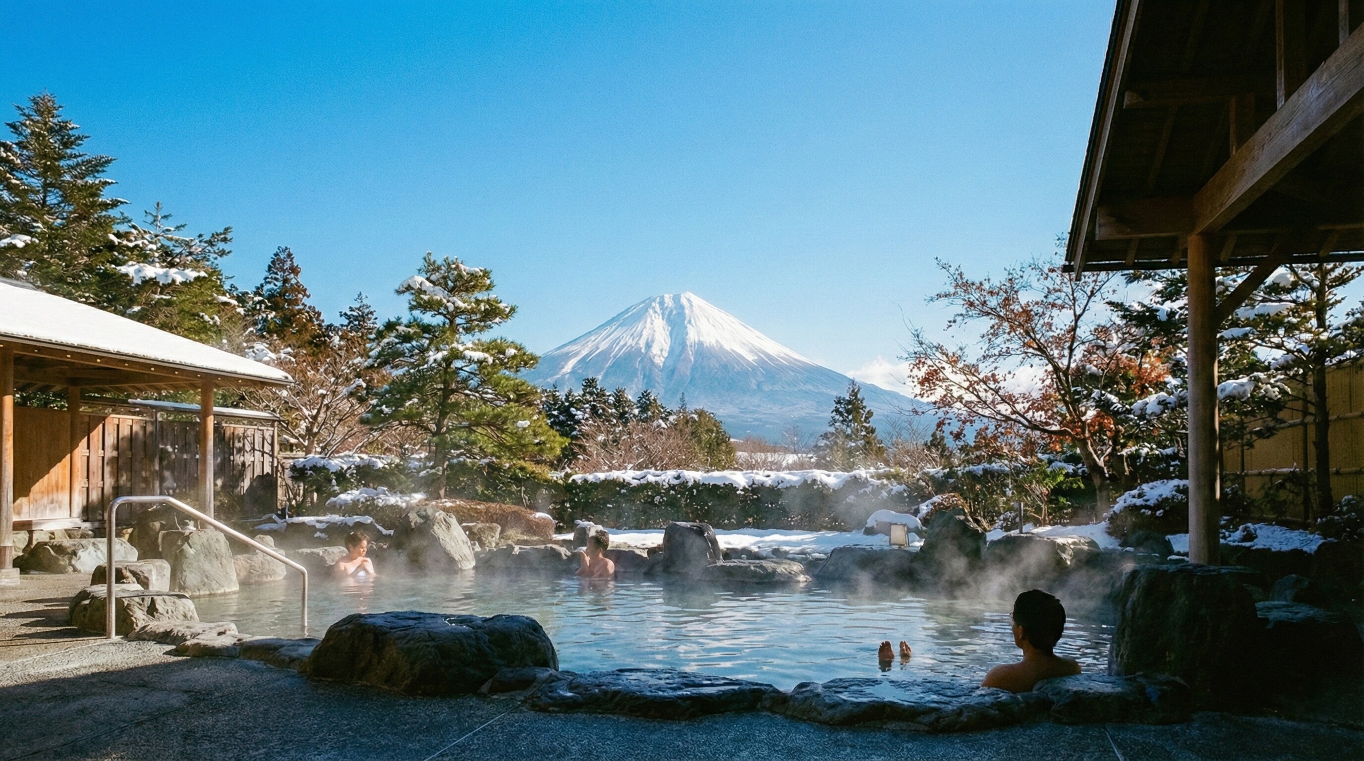 Private onsen with Mount Fuji view in Hakone Japan