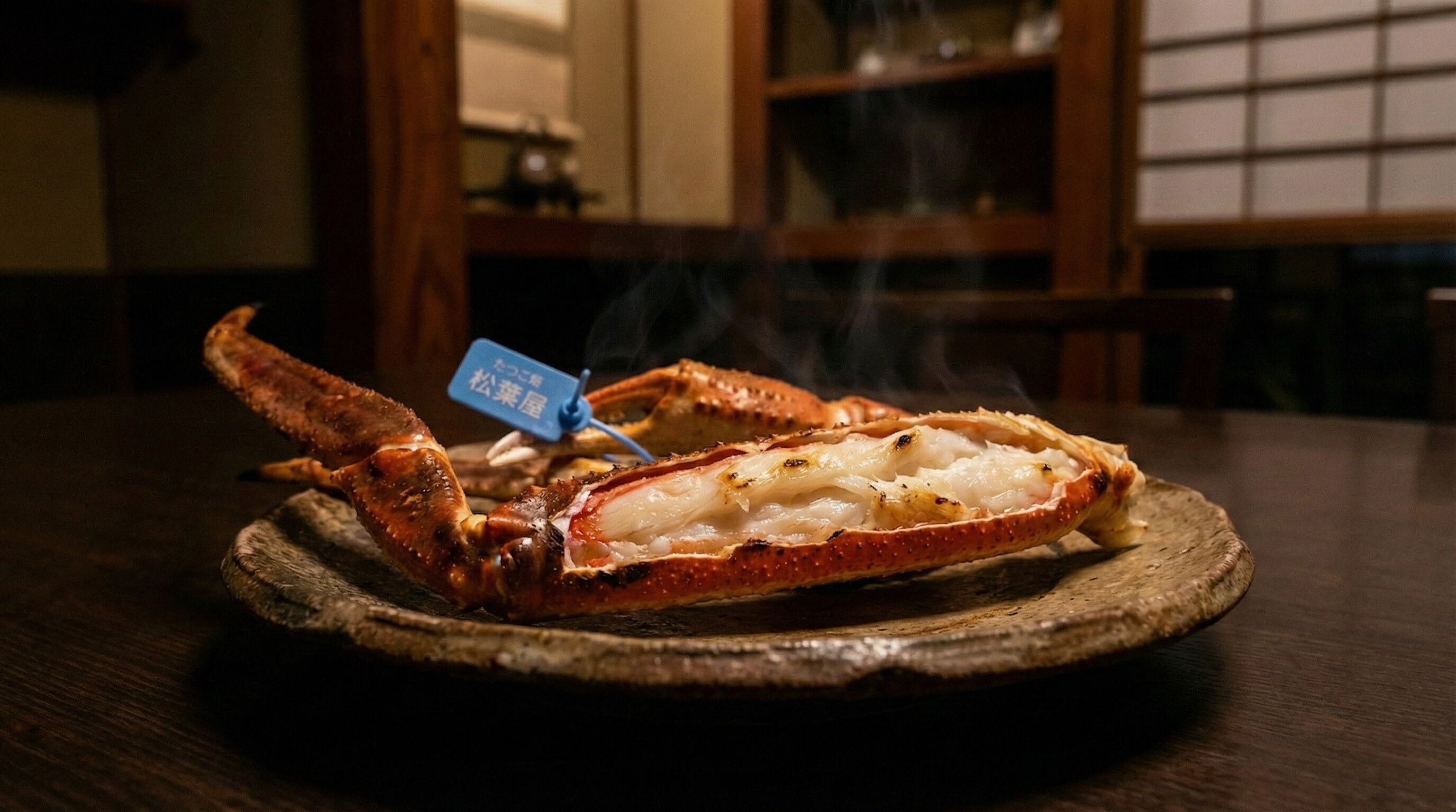 Fresh Matsuba Crab from the San'in region with a green certification tag.