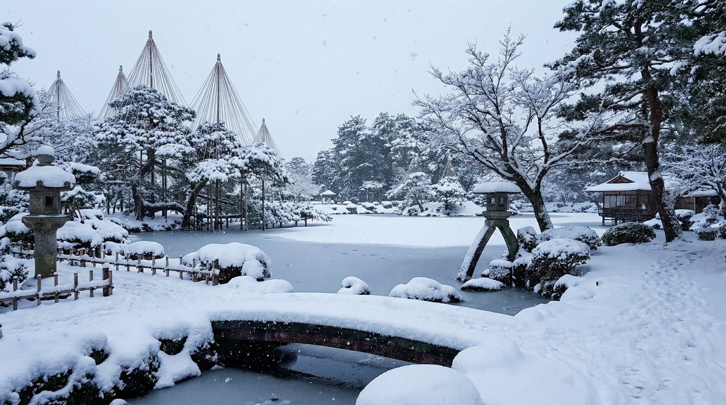 Kenrokuen Garden in Kanazawa Japan during winter