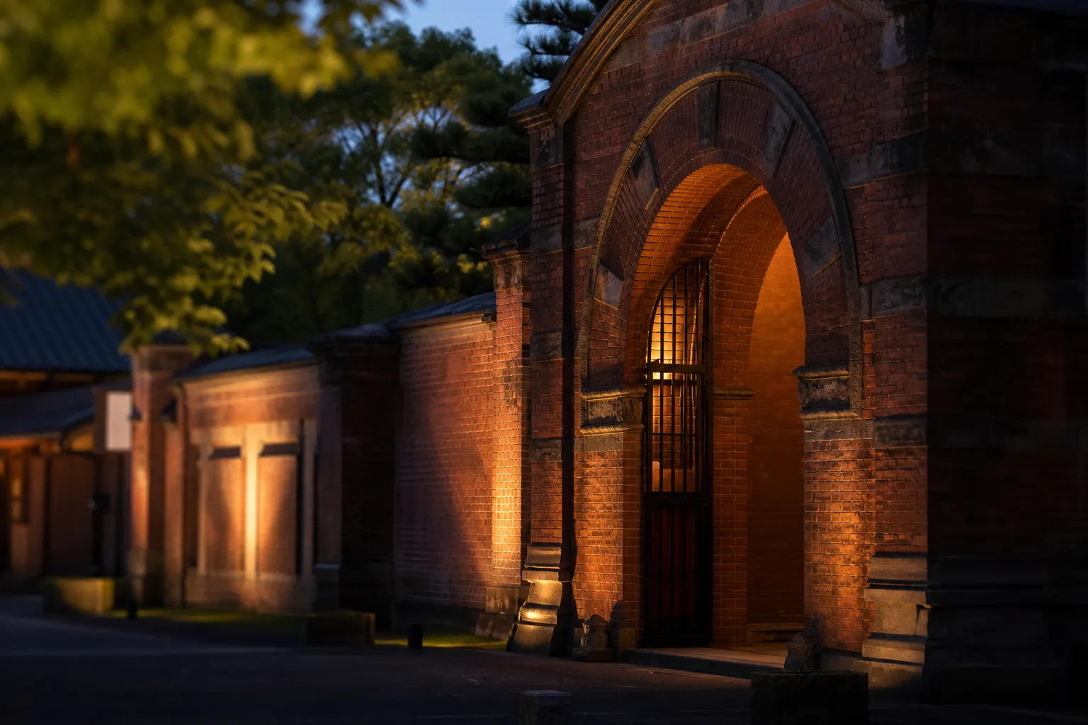Historic red-brick Meiji-era facade of the former Nara Prison, future site of HOSHINOYA Nara Prison