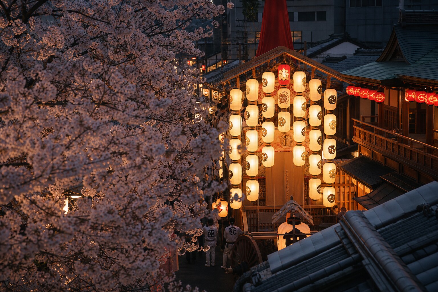 Lantern-lit Kyoto street during Gion Matsuri in July