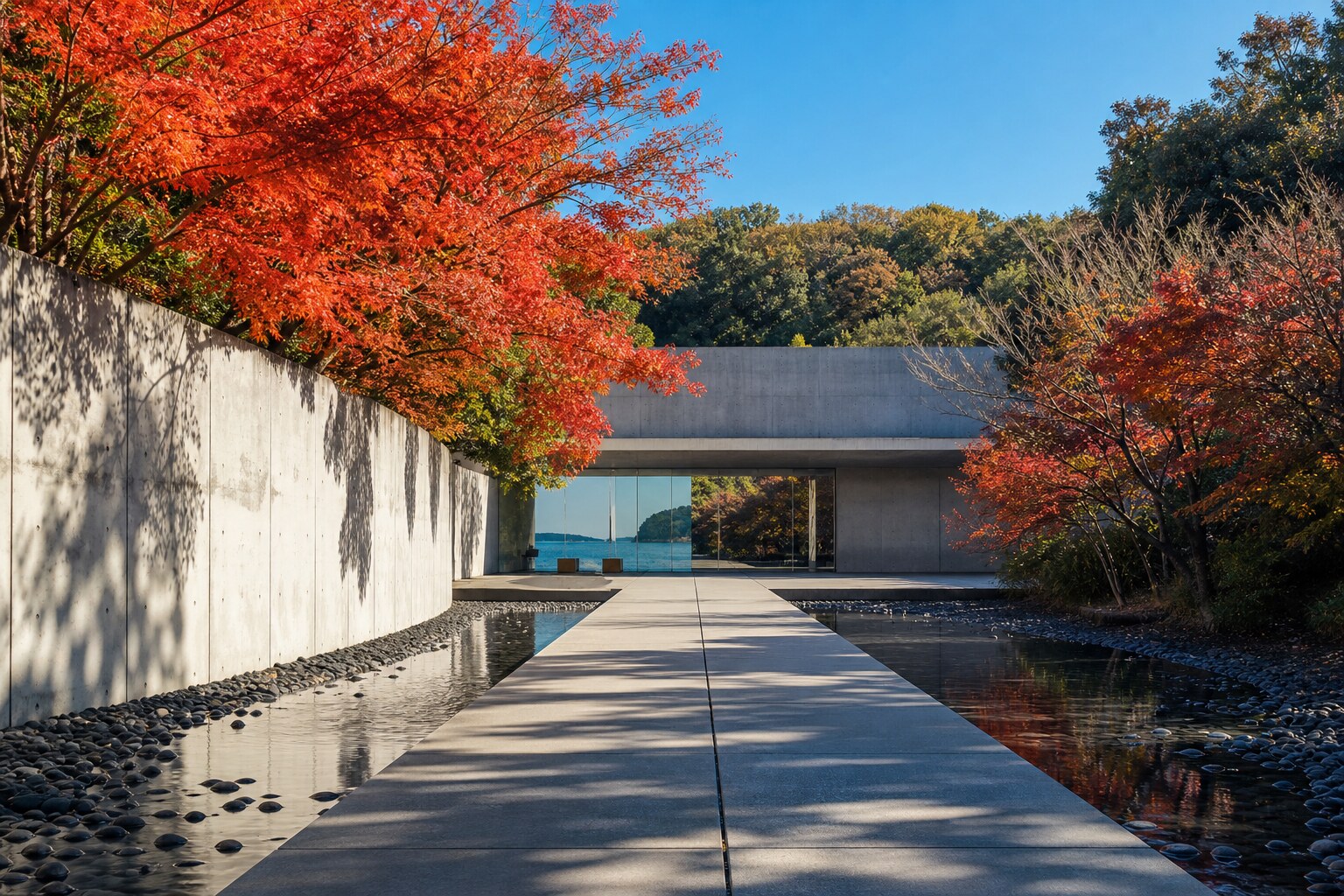 Modern art museum architecture on Naoshima in the Seto Inland Sea