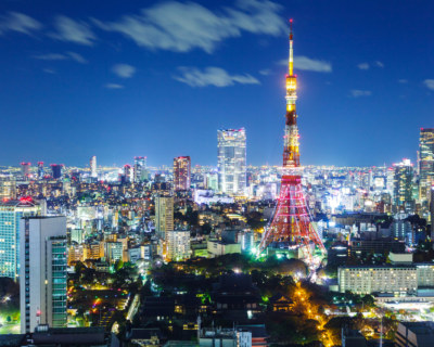 Tokyo city skyline at night