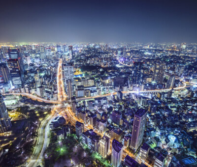 Tokyo, Japan Tokyo, Japan cityscape over Roppongi Junction at night.